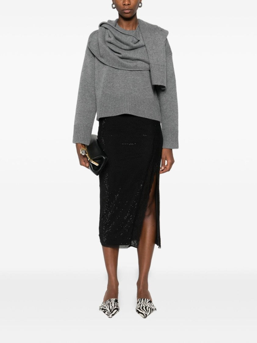 Self-Portrait Fitted Midi Skirt With Subtle Shimmer