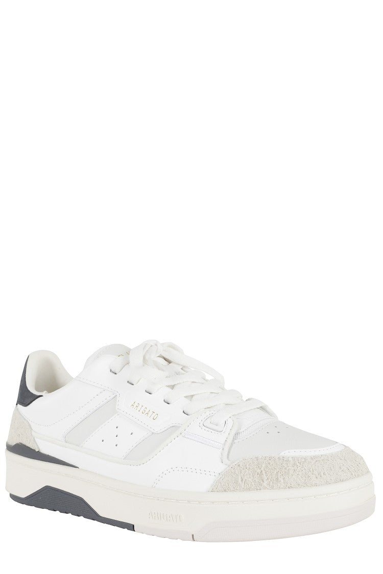 Axel Arigato White Blue Clay Metallic Logo Rubber-Sole Leather Sneakers