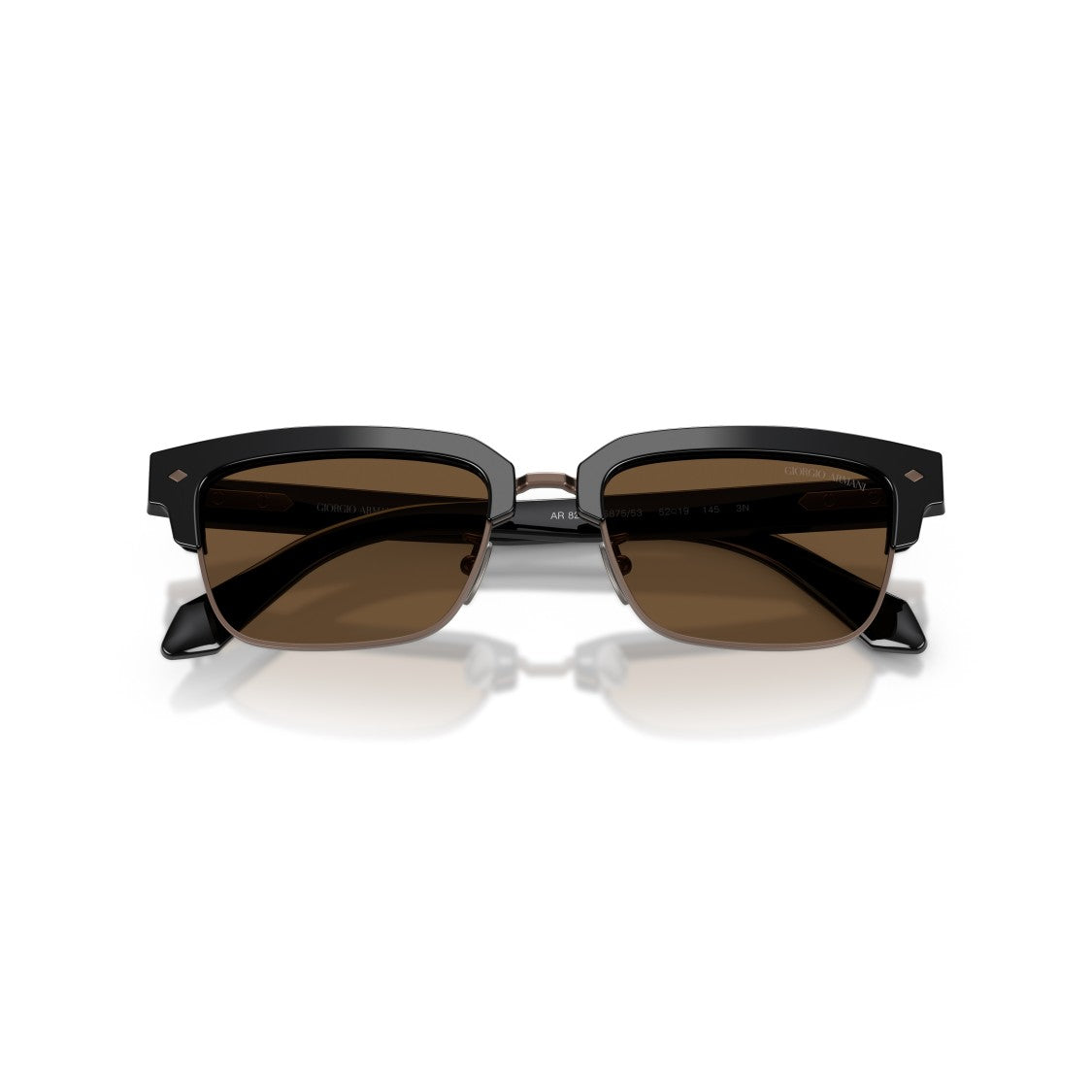 Giorgio Armani 0Ar8243 Rectangular Black Acetate Sunglasses With Brown Lenses