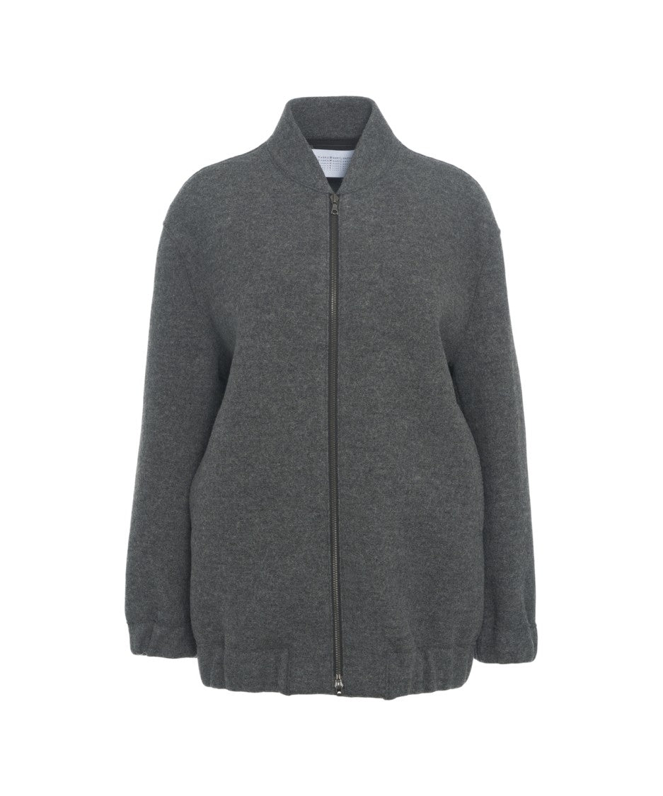 Harris Wharf London Textured Virgin Wool Oversized Bomber Jacket