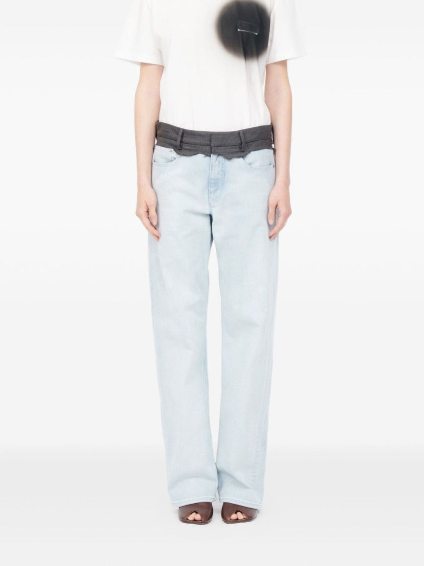 Mm6 By Maison Margiela Light Blue Faded Cotton Jeans