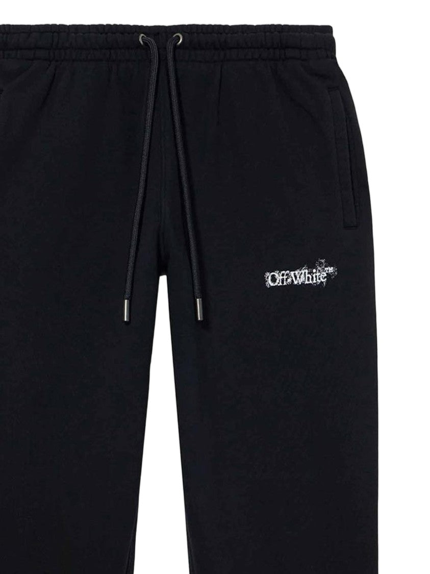 Off-White Sporty Black Cotton Pants With Contrast Logo Print