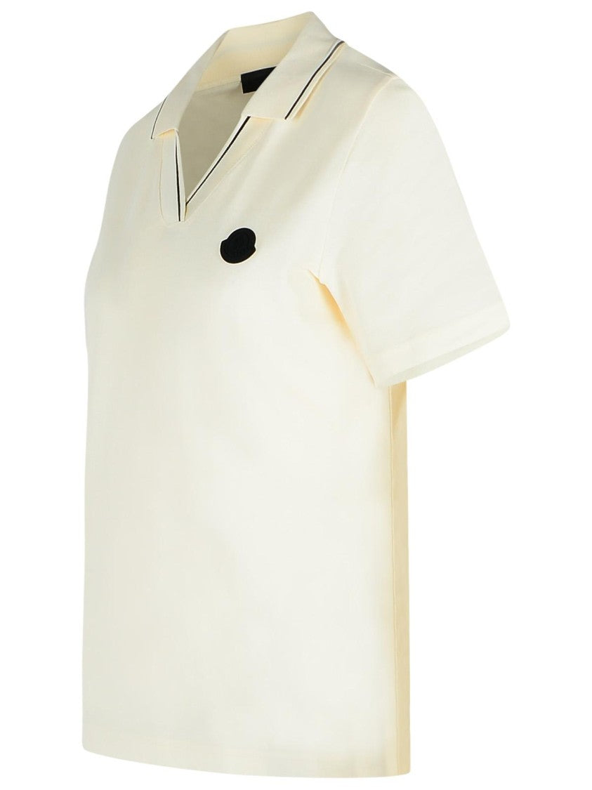 Moncler Ivory Cotton Polo Shirt