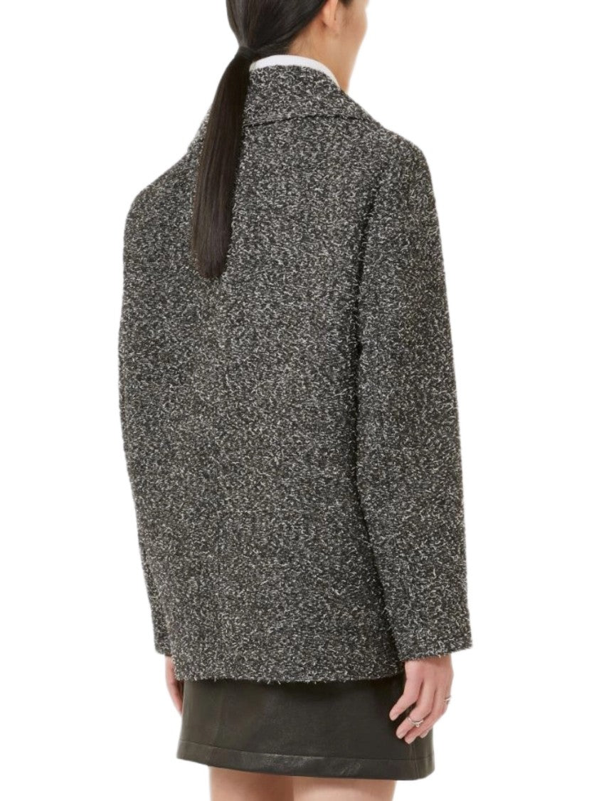 Sportmax Donegal Wool Blend Oversized Peacoat With Pointed Notch Lapel