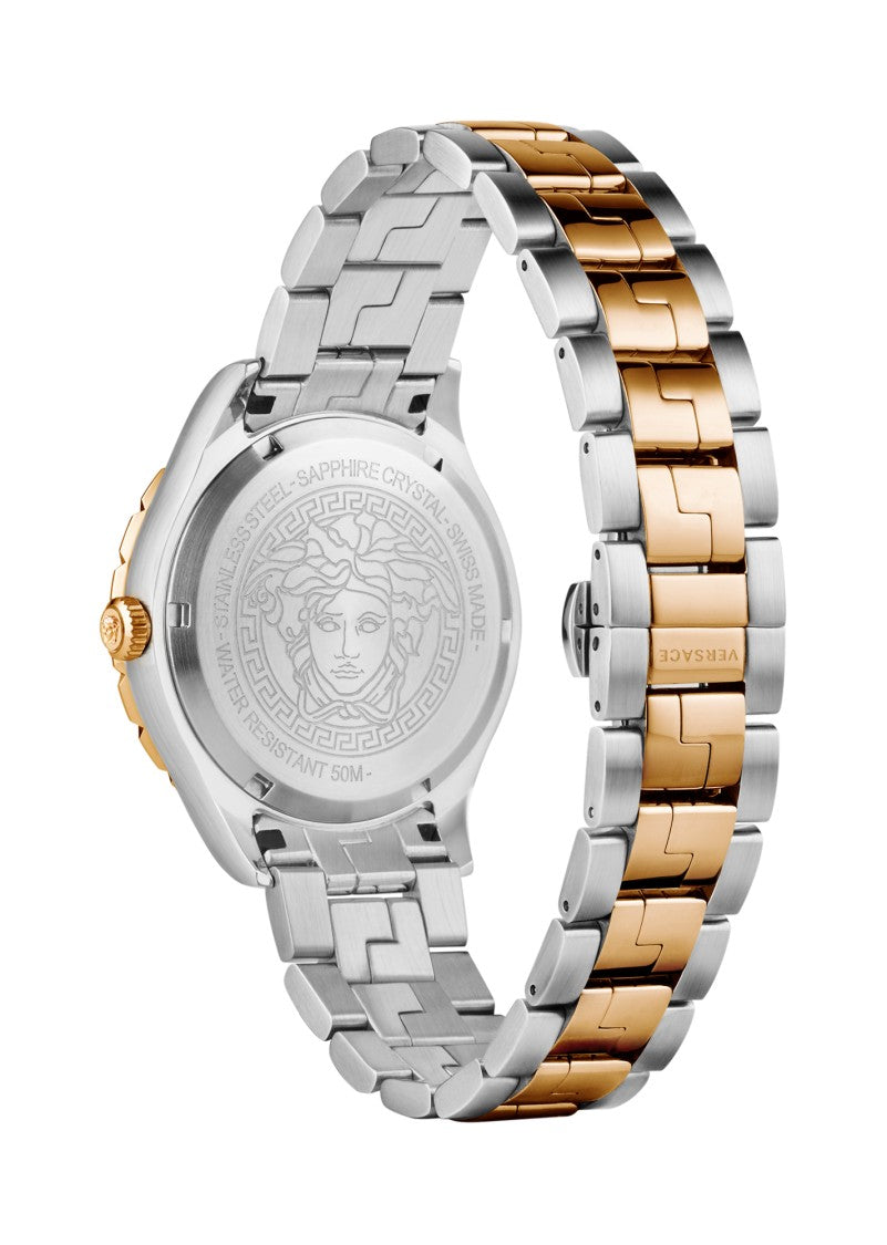 Versace Greca Logo 38Mm Women's Analog Watch With Blue Leather Strap