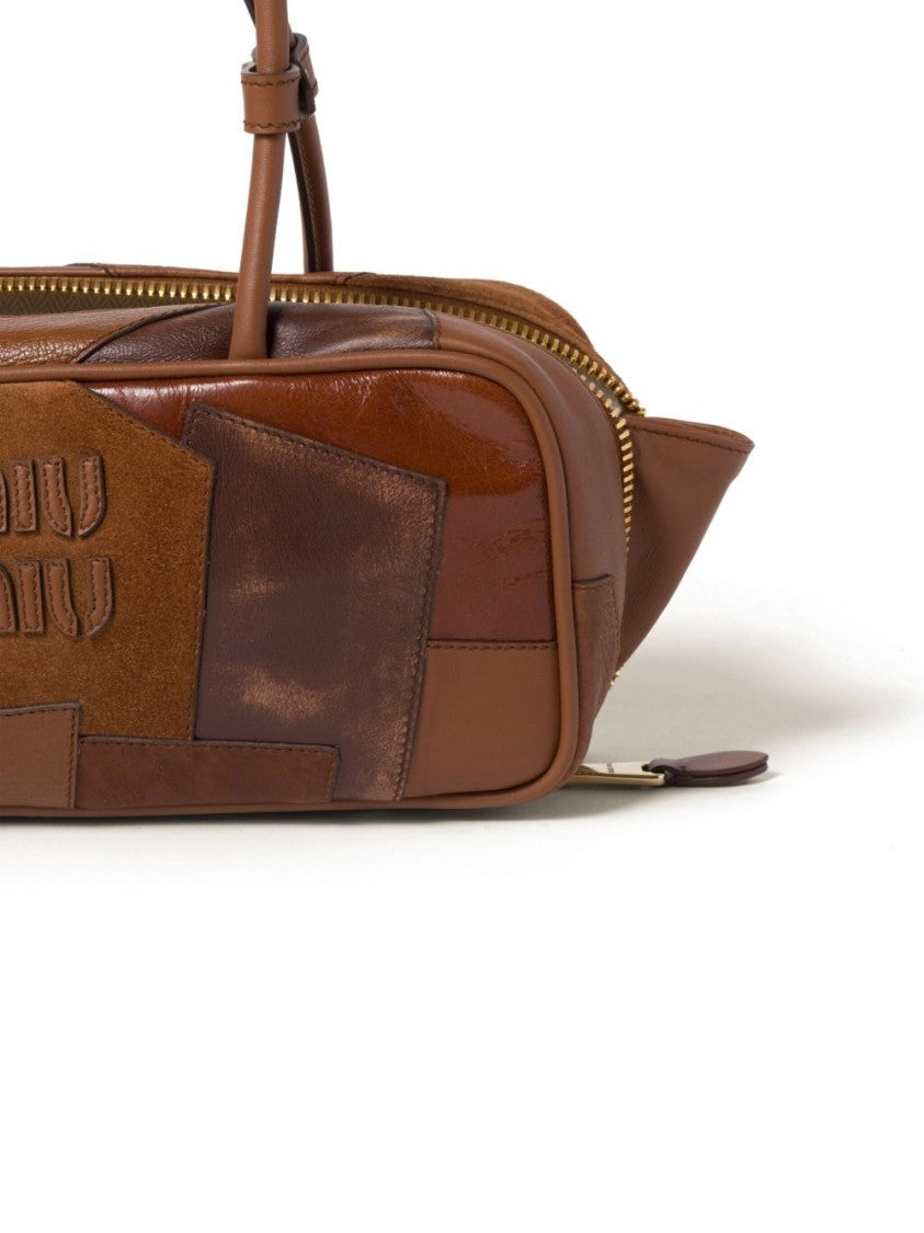 Miu Miu Patchwork Brown Leather Handbag