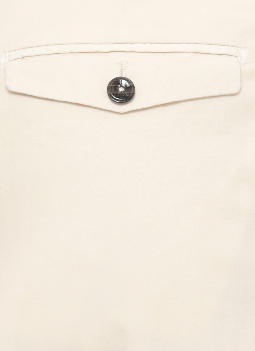 Pt Torino Ivory Cotton Straight-Leg Pants