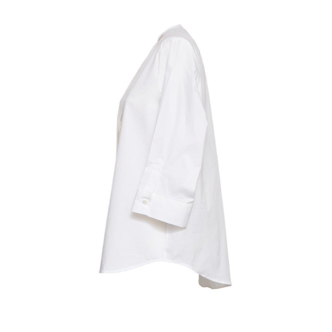 Fay Three-Quarter Sleeve Poplin Collarless Shirt