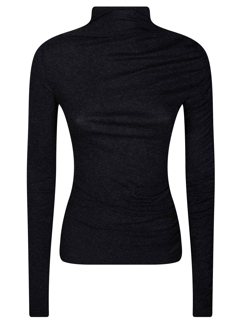 Pinko Loto Mock Neck Lightweight Ribbed Top