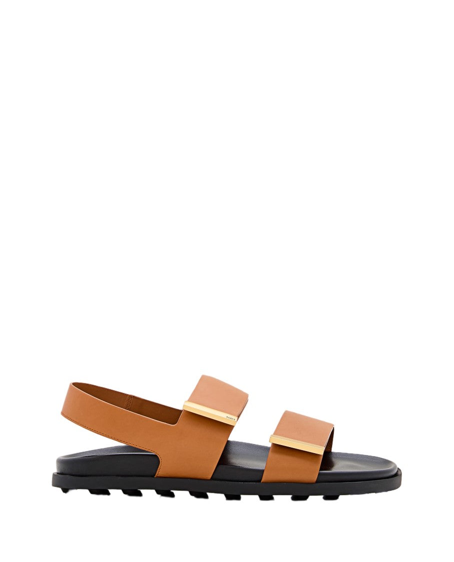 Tod's Flat Sandals With Adjustable Calfskin Straps And Skirt Sole