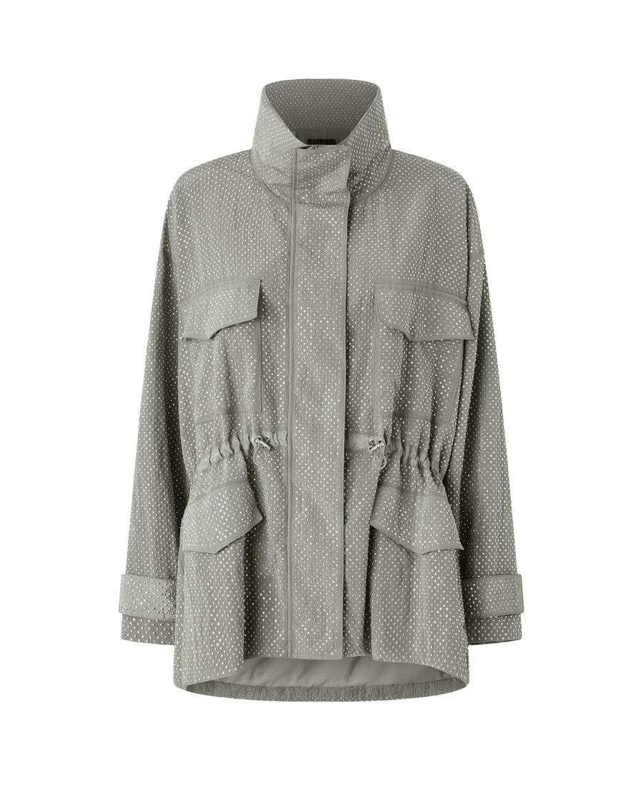 Pinko Grey High Collar Perforated Jacket