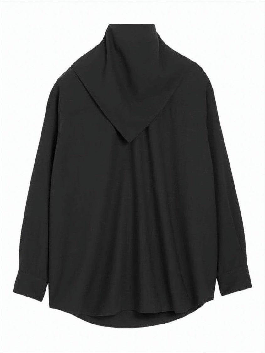 Ami Draped Collar Long-Sleeved Top With Scarf Detail