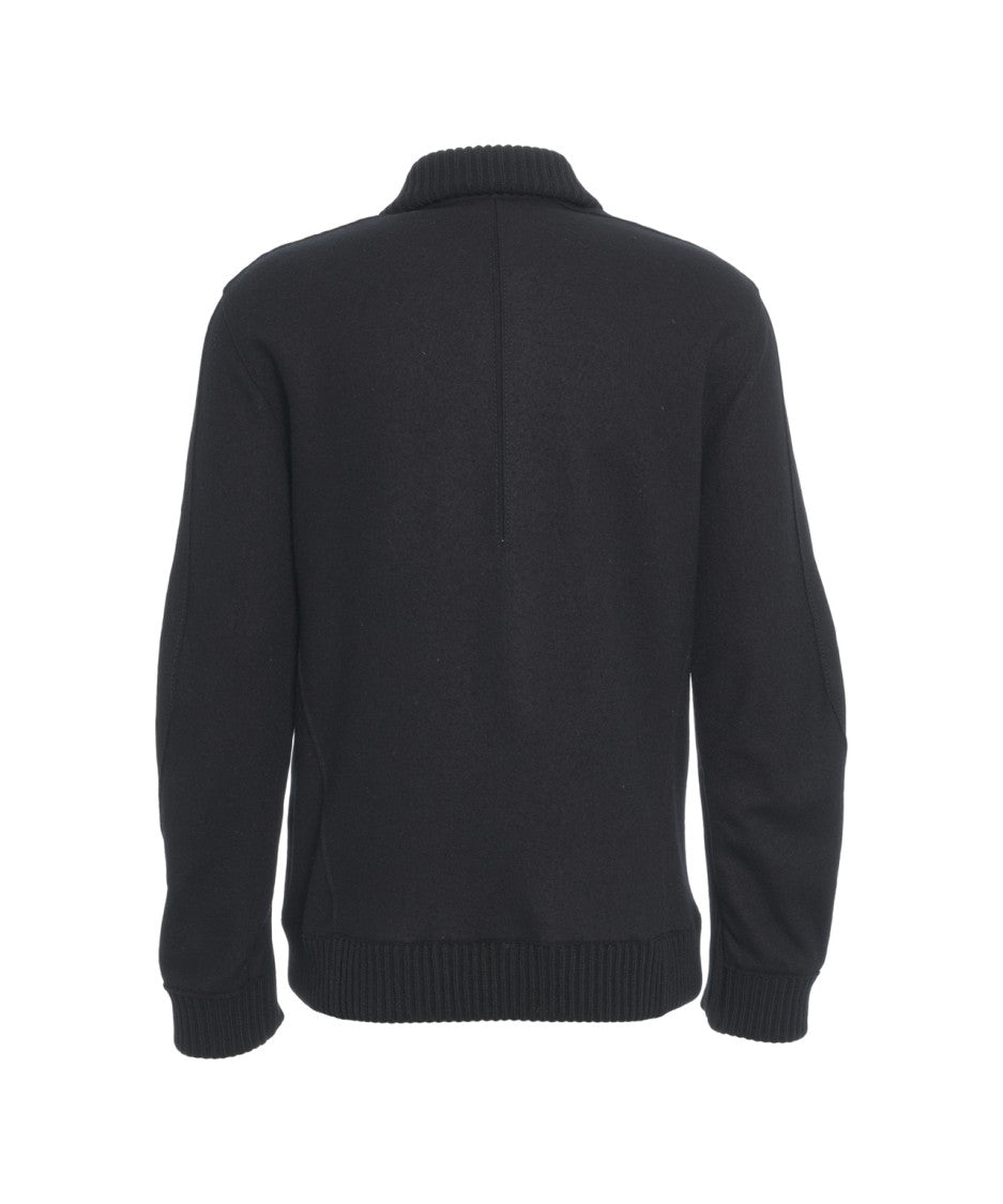 Transit Shawl Collar Black Cardigan With Button Closure And Chest Pocket