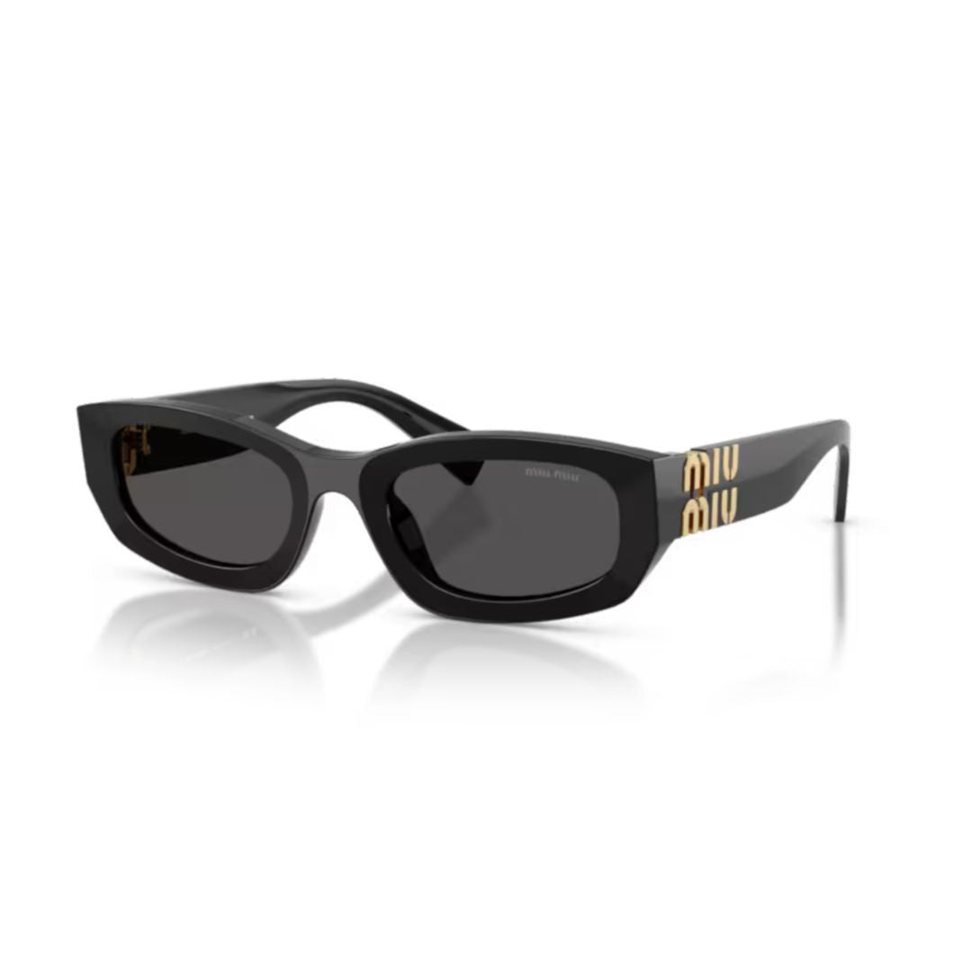 Miu Miu Rectangular Sunglasses With Glossy Black Acetate Frame