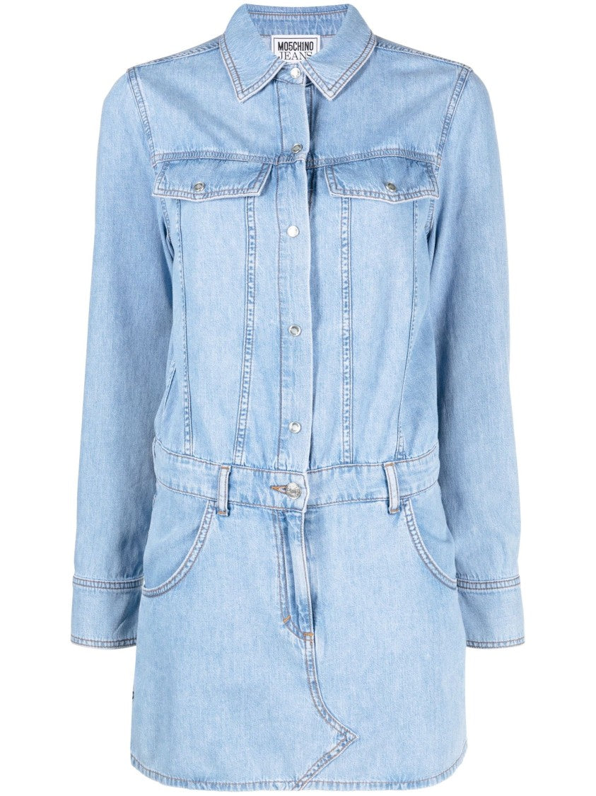 Moschino Denim Mini Dress With Button-Up Front