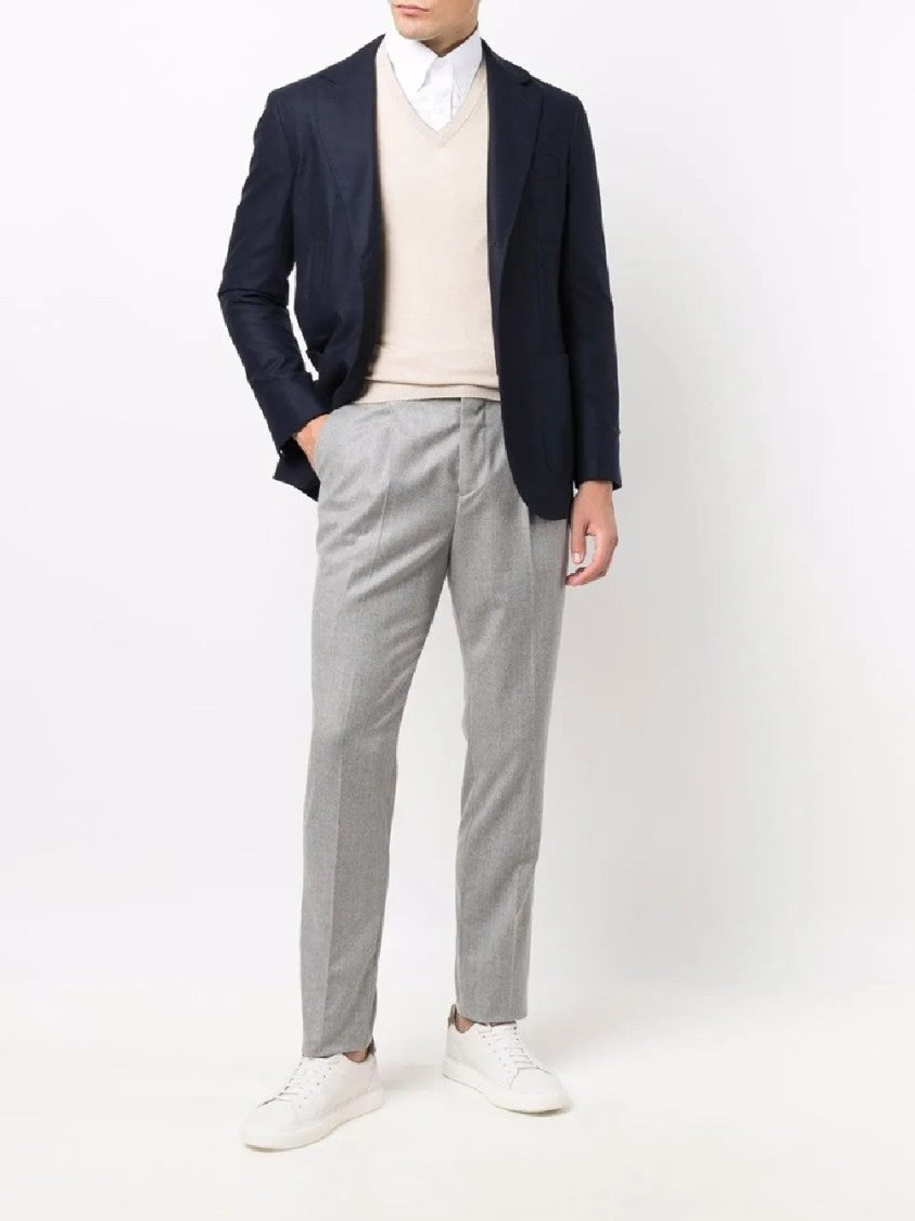 Brunello Cucinelli Tailored Grey Trousers With Subtle Pleat Detail