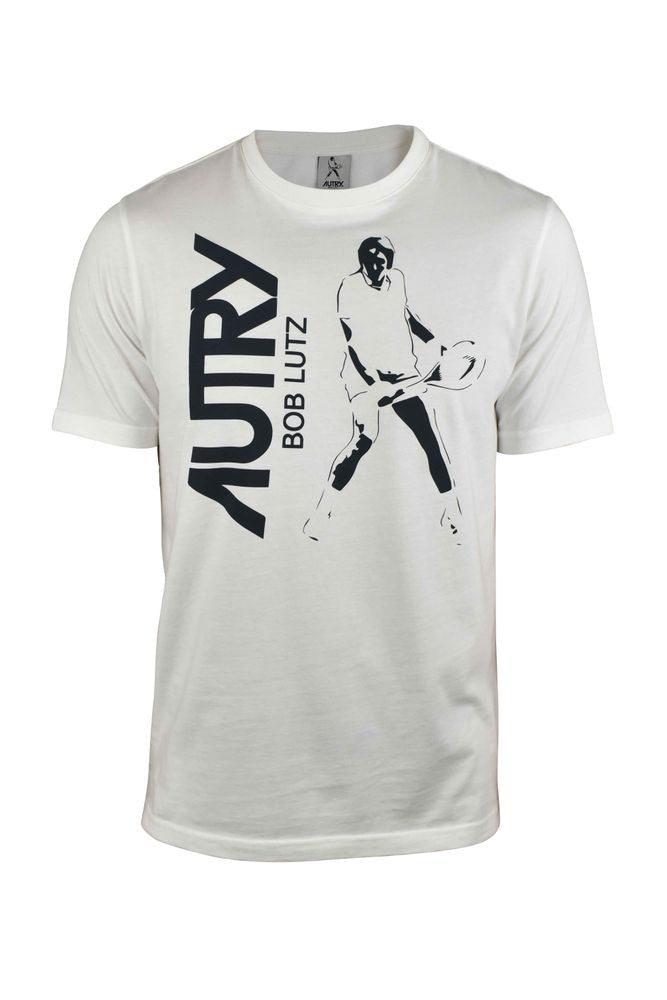 Autry White Cotton T-Shirt With Bold Black Logo Print