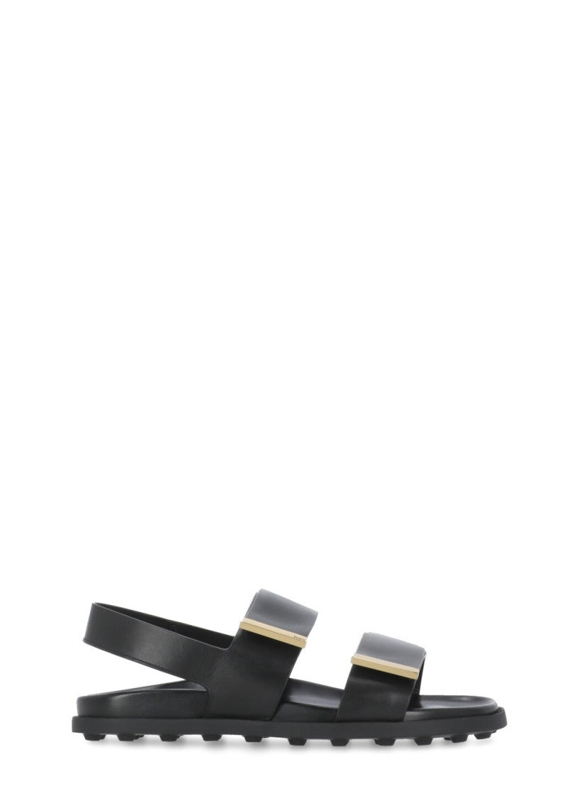 Tod's Black Leather Sandals