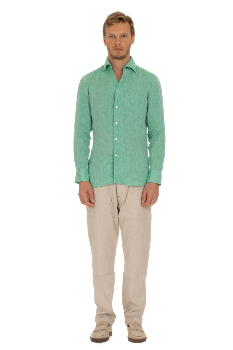 Finamore Linen Shirt With Paramontura Collar