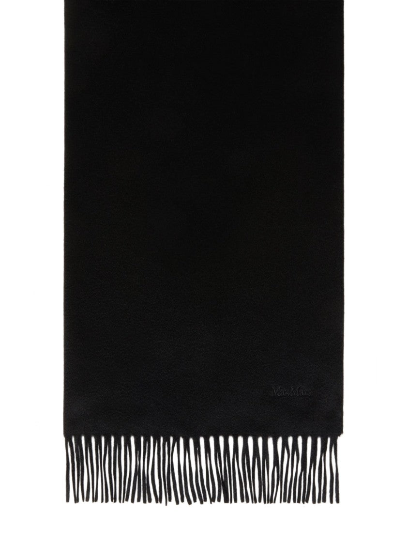 Max Mara Deep Black Baci Cashmere Fringed Scarf