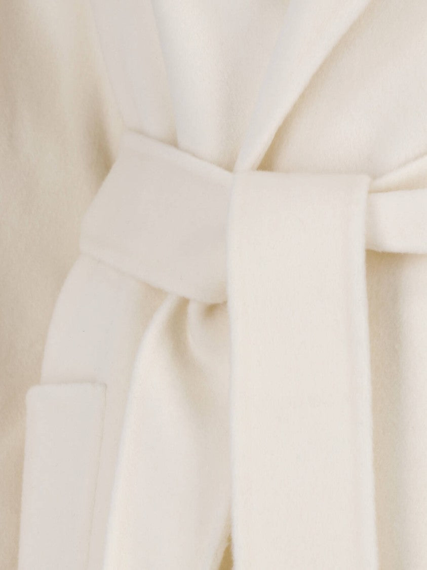 Ivy & Oak White Iocelia Long Belted Wool Coat