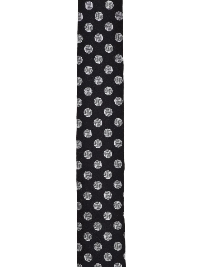 Dolce & Gabbana Slim Black Tie With Modern Circular Pattern