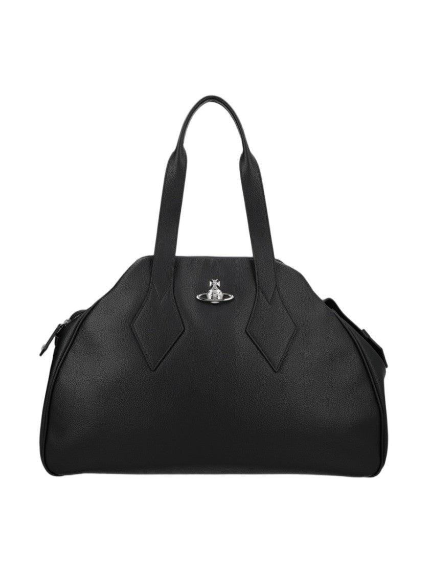 Vivienne Westwood Black Metallic Emblem Polyurethane Shoulder Bag
