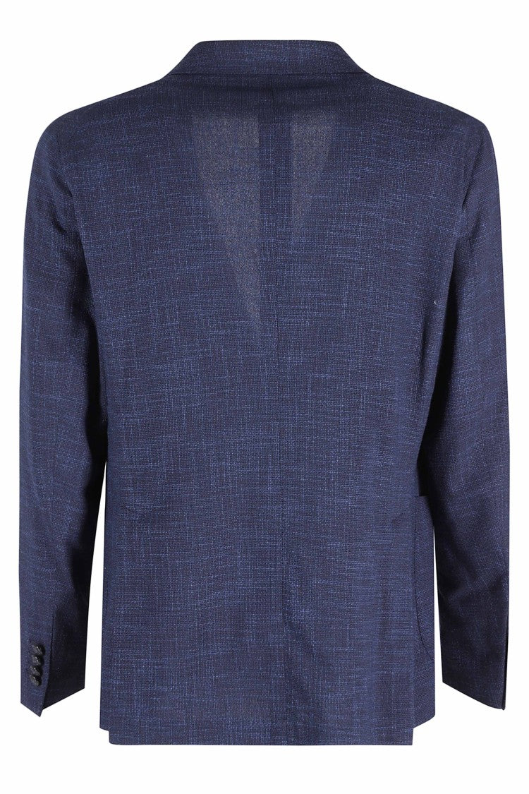 Tagliatore Montecarlo 1 Blue Wool-Blend Textured Blazer