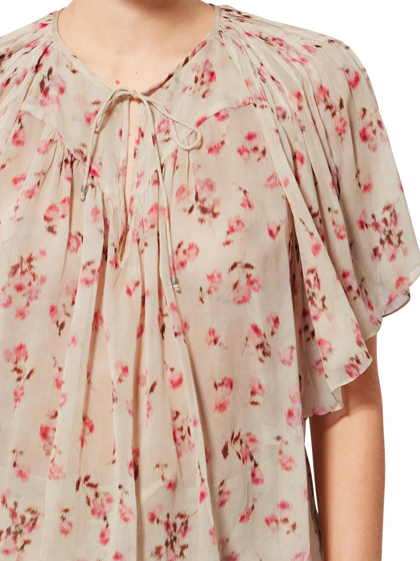 Isabel Marant Étoile Flowy Beige Blouse With Delicate Floral Print