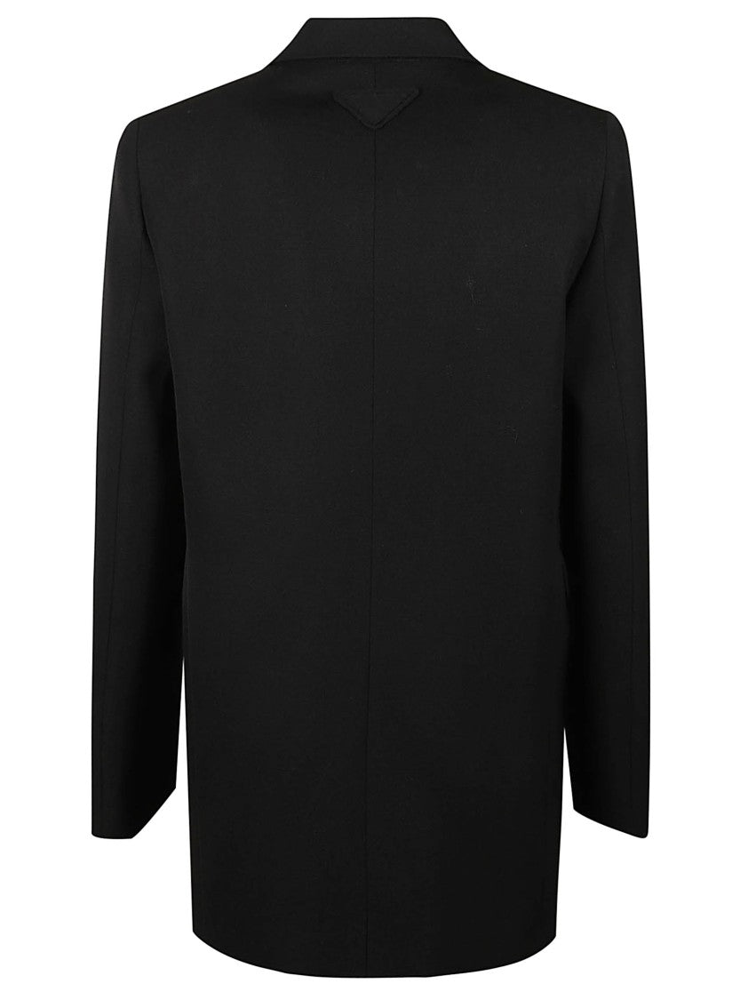 Prada Tailored Black Gabardine Jacket With Notched Lapel
