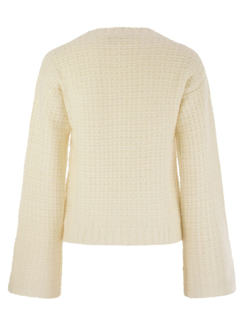 Fabiana Filippi V-Neck Sweater In Platinum With Sequins