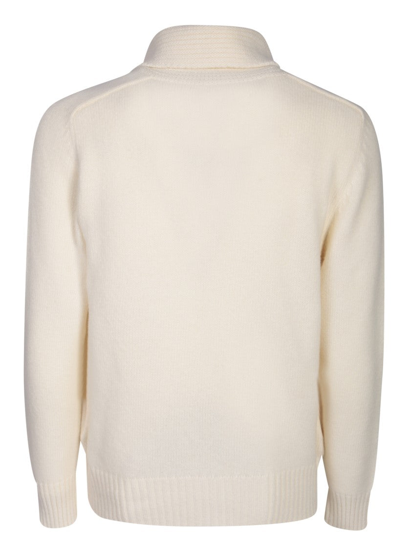 Tagliatore Cream Zipped Cardigan