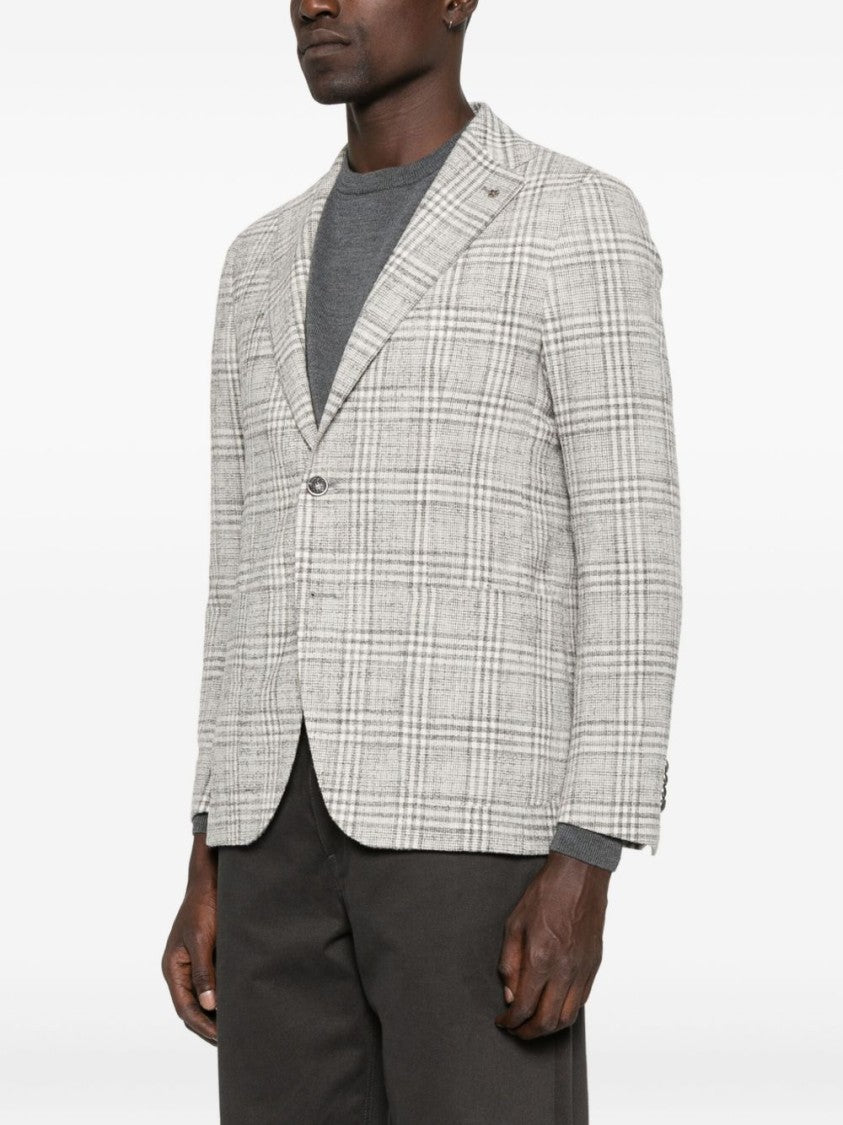 Tagliatore Tailored Grey Jacket With Subtle Plaid Pattern