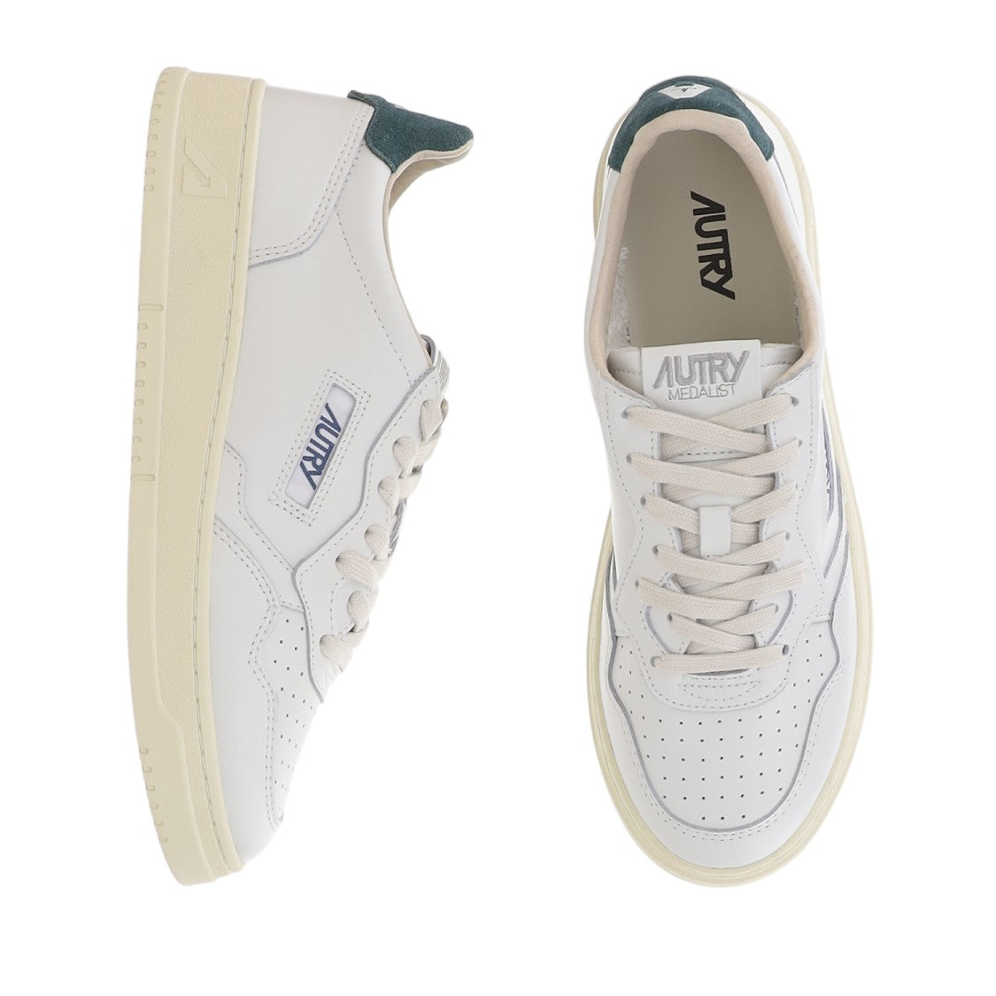 Autry White/Green Suede Heel Leather Sneakers