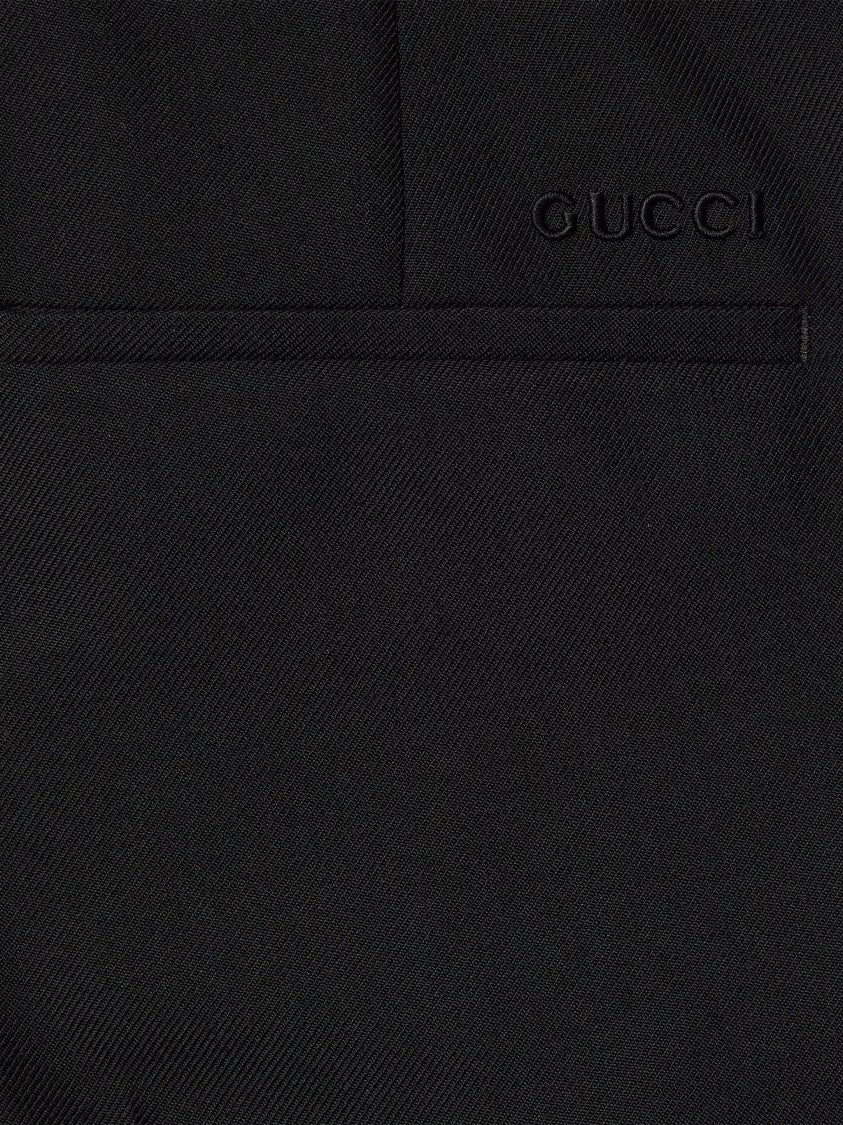 Gucci Black Tailored Wool Blend Twill Trousers