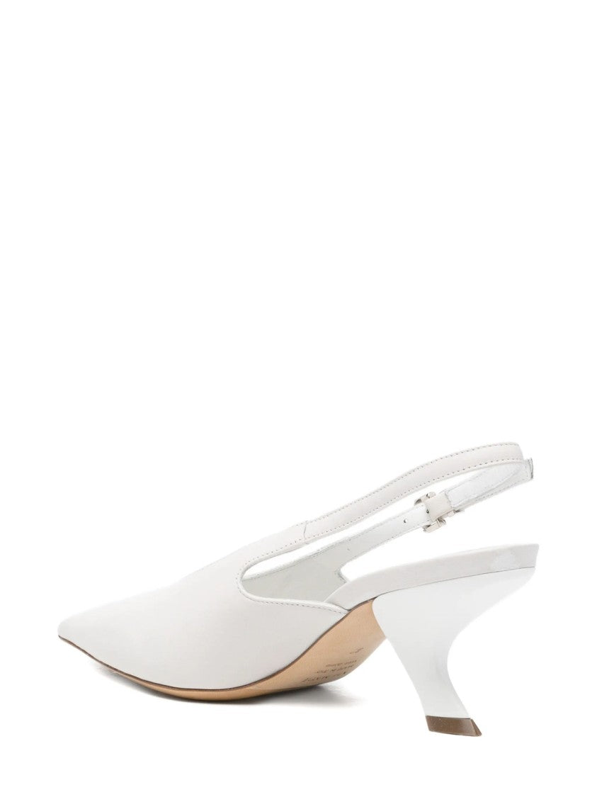 Vic Matié Leather Sculptural Kitten Heel Pumps