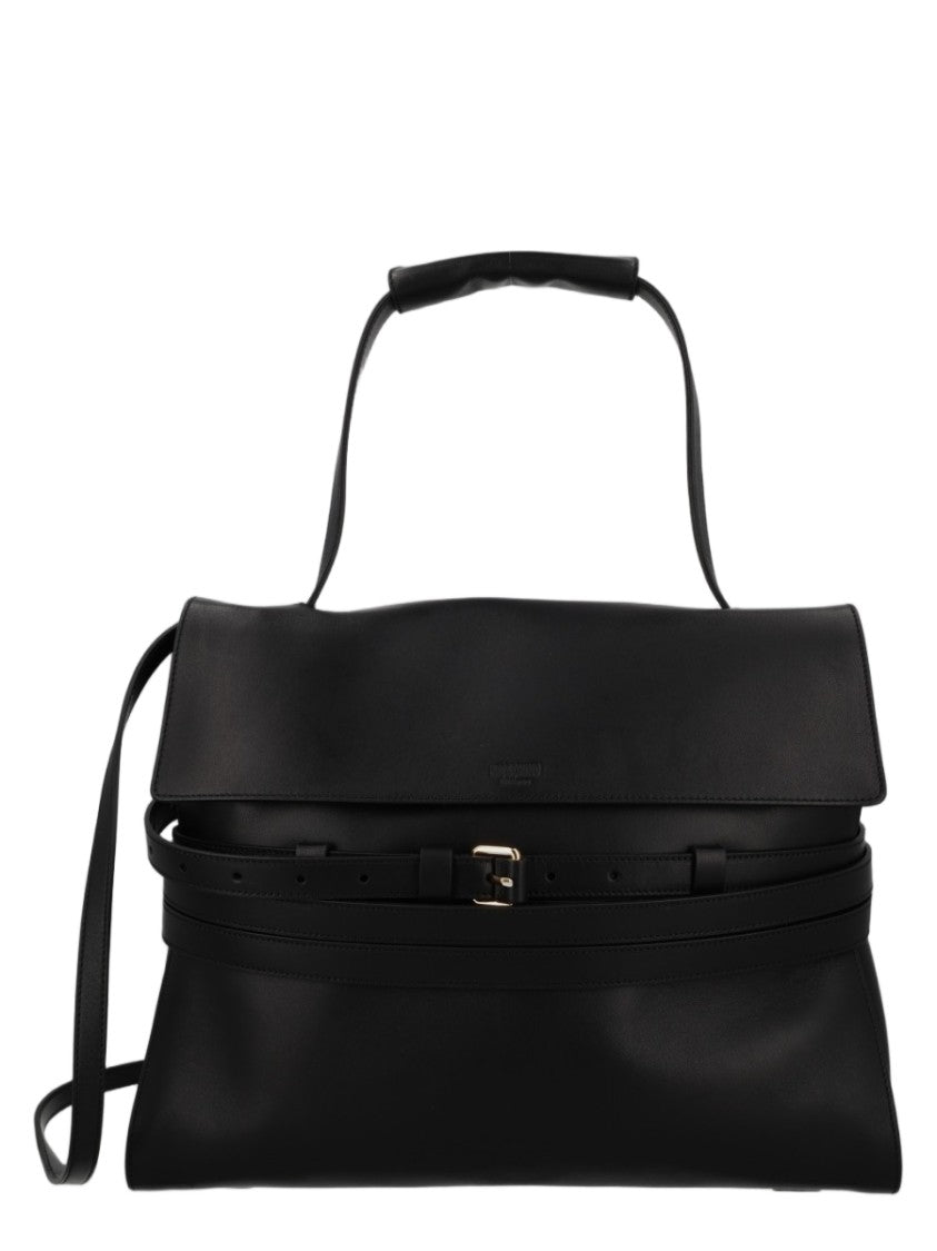 Moschino Black Structured Polyester Handbag