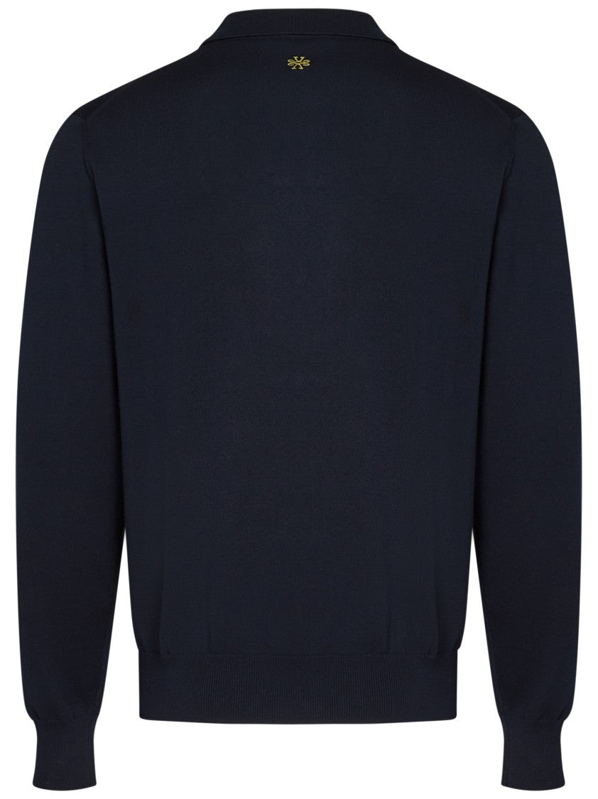 Jacob Cohen Buttoned Placket Polo With Ribbed Collar In Blue