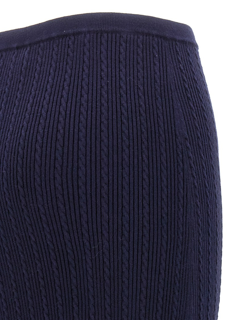 Alessandra Rich Ribbed Knit Midi Skirt With Elastic Waistband