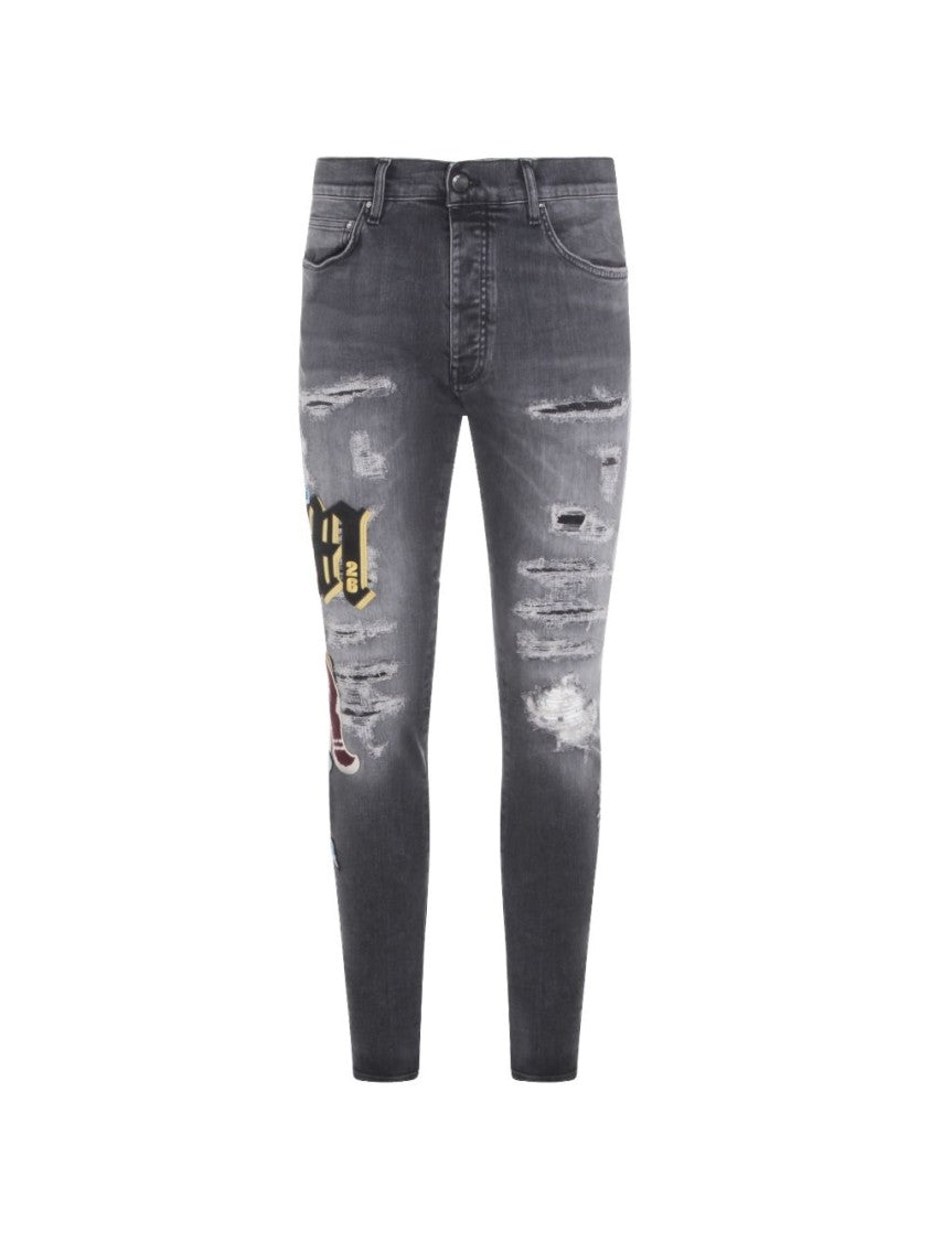Amiri Slim Fit Distressed Grey Jeans