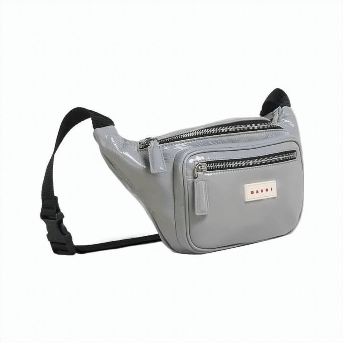 Marni Glossy Belt Bag With Structured Silhouette And Zip Compartments