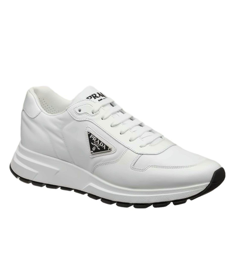 Prada Minimalist White Sneakers With Nylon