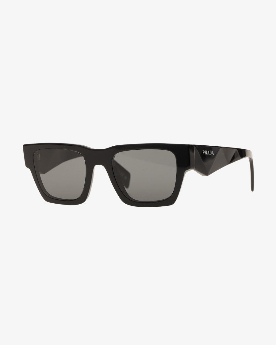 Prada Geometric Temple Sunglasses With Sculpted Triangular Surface