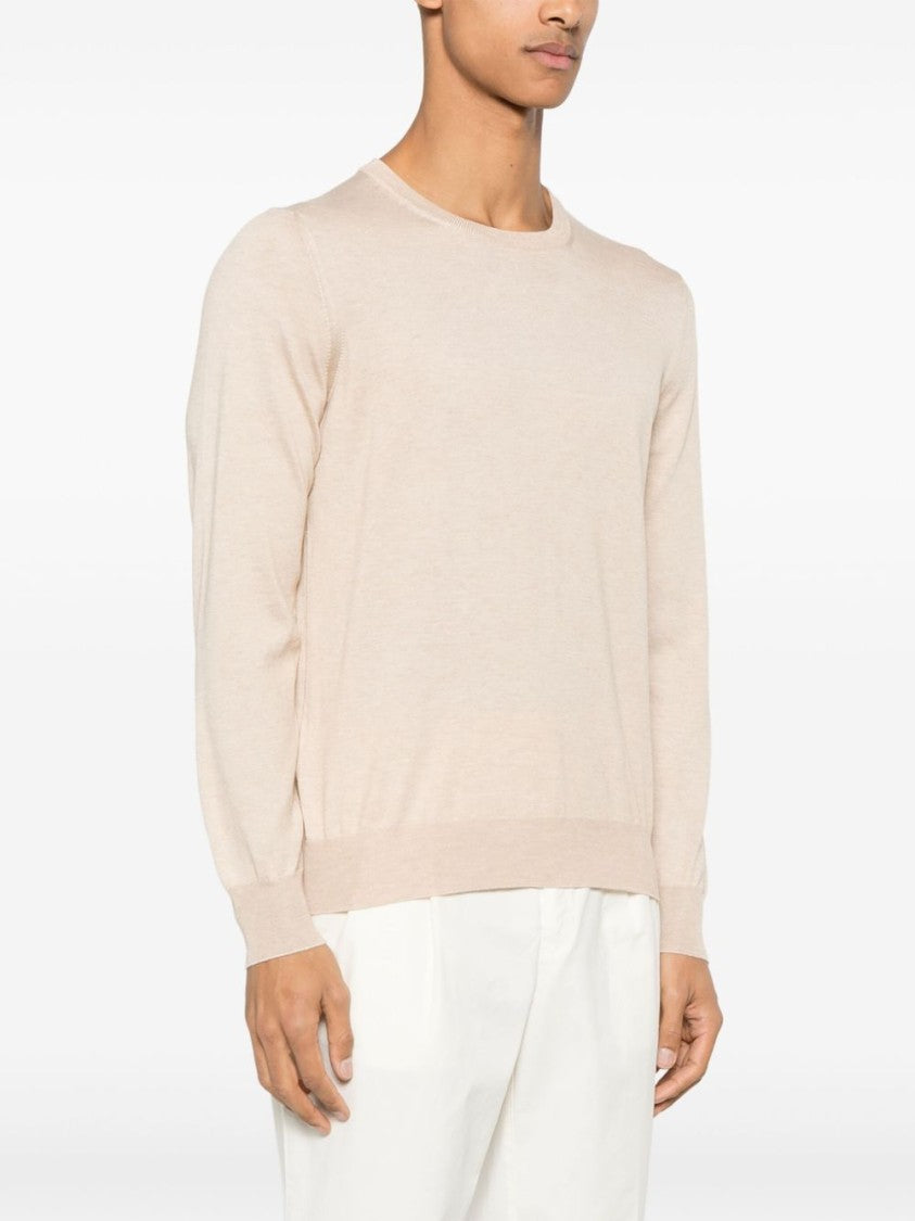 Tagliatore Silk-Cotton Blend Sweater With Classic Crew Neckline