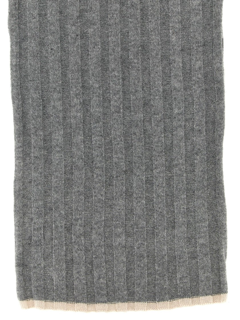 Brunello Cucinelli Ribbed Cashmere Scarf With Contrasting Edges