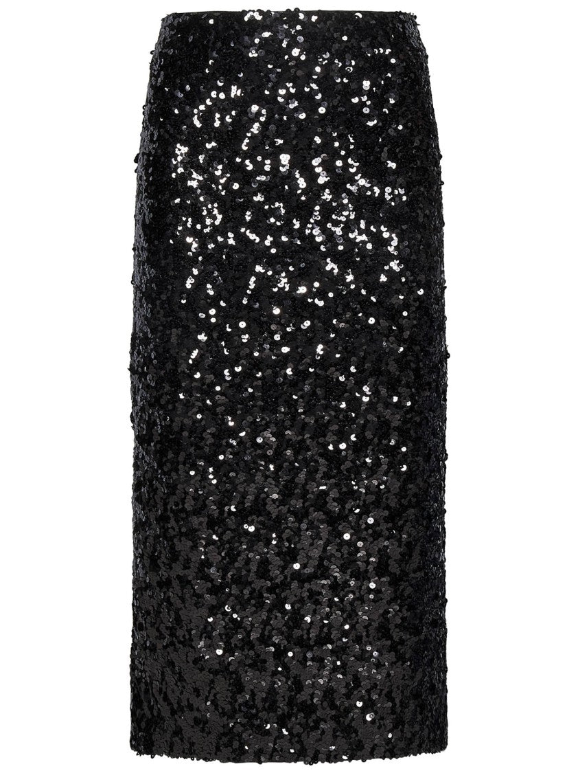 Dolce & Gabbana Black Sequin Pencil Midi Skirt