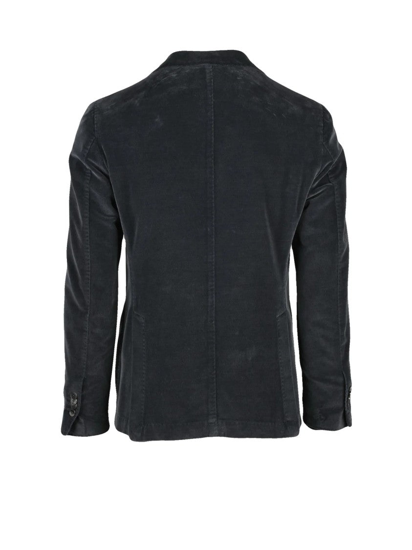 L.B.M. 1911 Soft Cotton Velvet Jacket With Button Closure And Rounded Silhouette