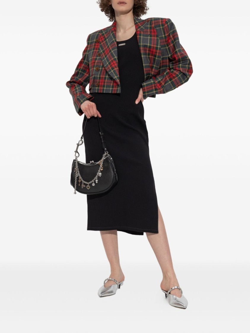 Alexander Mcqueen Placket Midi Dress With Crew Neck And Side Slit
