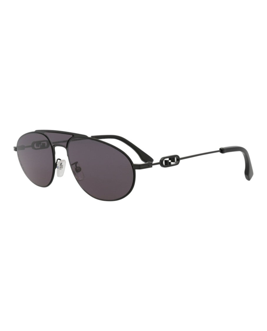 Fendi Aviator-Frame Metal Sunglasses With Adjustable Nose Pads
