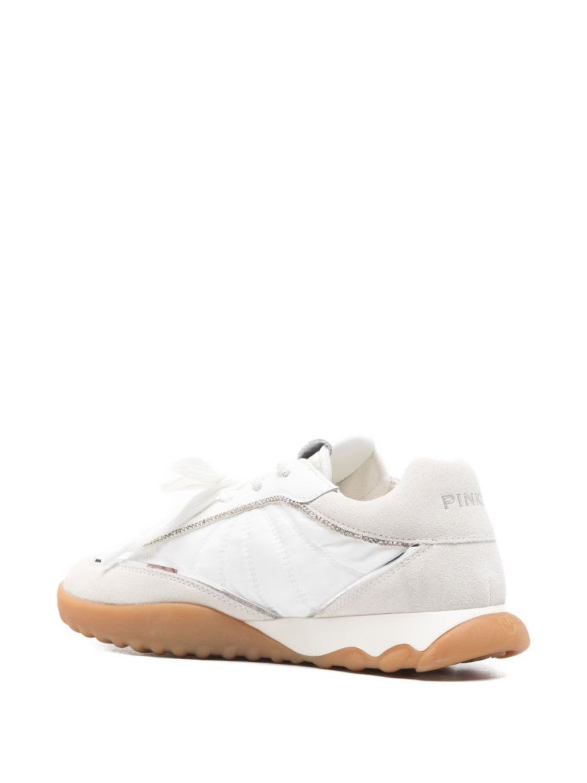 Pinko White Sneakers With Smooth And Textured Panels
